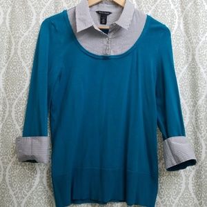 White House Black Market Collared Top Large